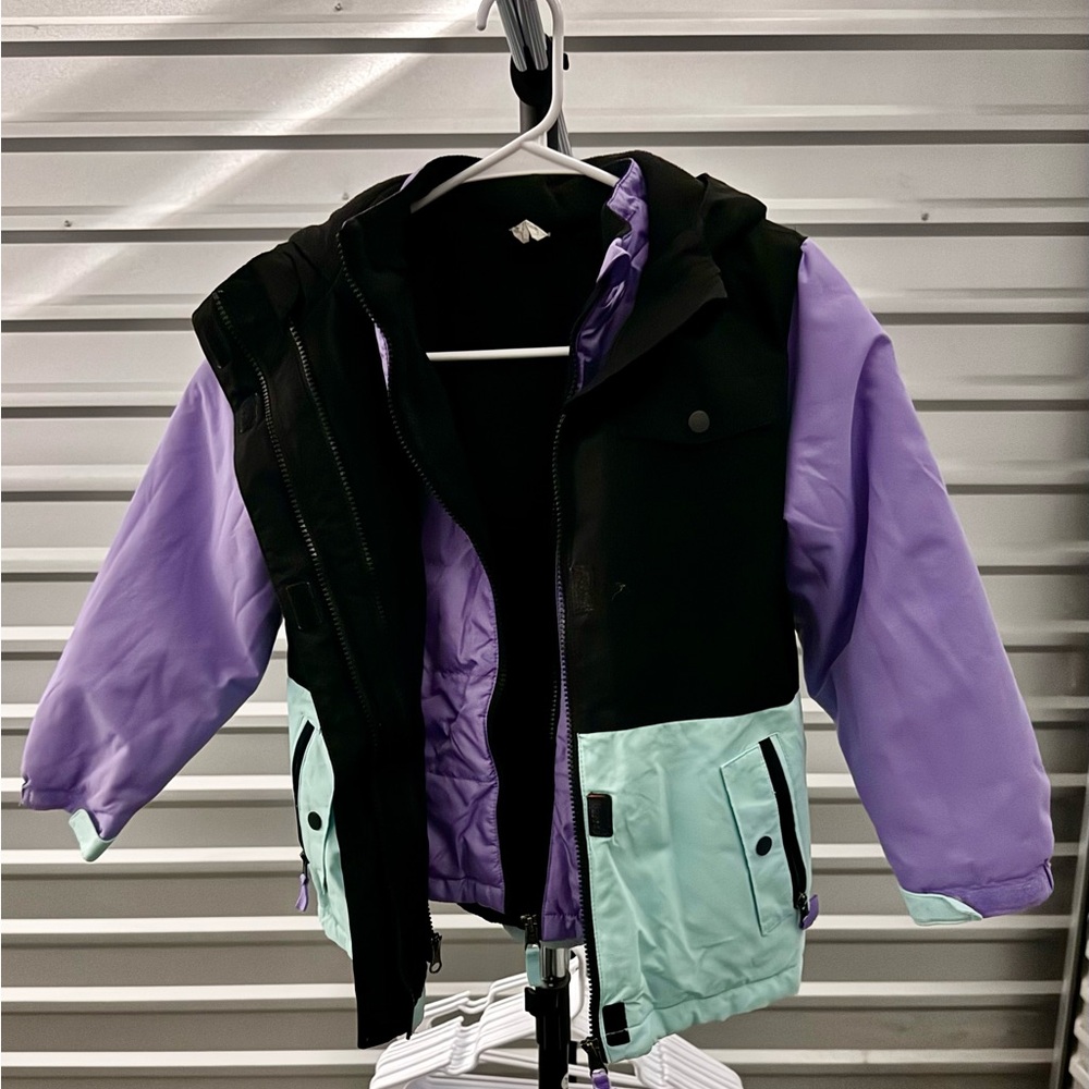 3-1 Kids Colorblock Jacket - Black, Purple, Mint